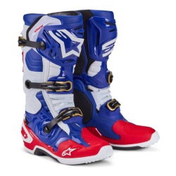 Mx Boty Alpinestars Tech 10 Union LE Boots Bright Red/Dark Blue/White