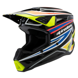 Dětská Mx Helma Alpinestars SM3 Youth Wurx Helmet ECE06/DOT Black/Yellow Fluo/Blue Red Glossy